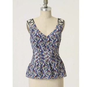 Anthro Edme & Esyllte Silk Tank Top Beaded Peplum